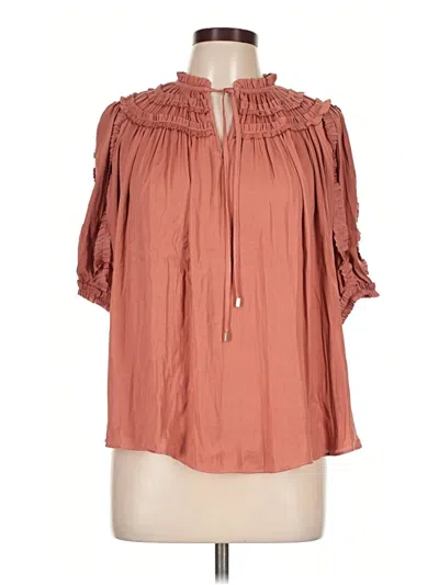 Pre-owned Maison D' Amelie 3/4 Sleeve Blouse In Brown