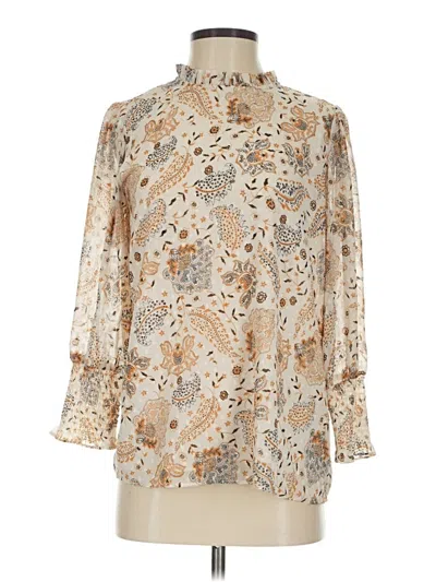 Pre-owned Maison D' Amelie 3/4 Sleeve Blouse In Tan