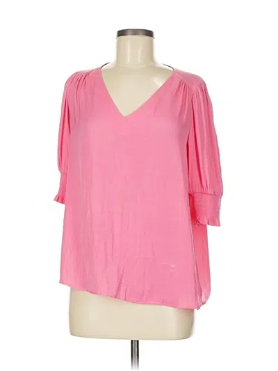 Pre-owned Maison D' Amelie 3/4 Sleeve Top Pink V Neck Tops