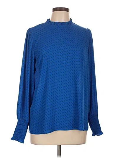 Pre-owned Maison D' Amelie Long Sleeve Blouse In Blue