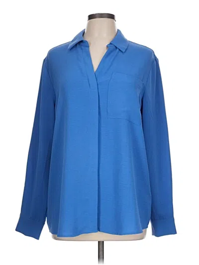 Pre-owned Maison D' Amelie Long Sleeve Blouse In Blue
