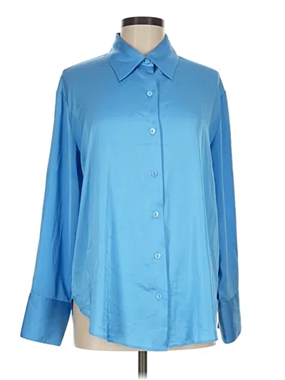 Pre-owned Maison D' Amelie Long Sleeve Blouse In Blue
