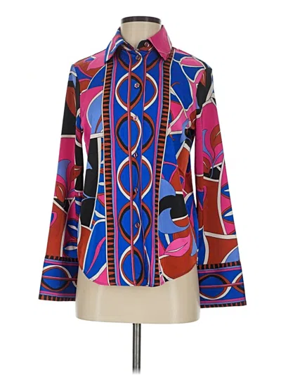 Pre-owned Maison D' Amelie Long Sleeve Blouse In Blue
