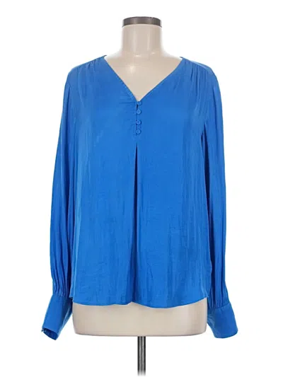 Pre-owned Maison D' Amelie Long Sleeve Blouse In Blue