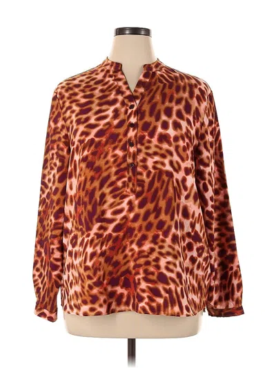 Pre-owned Maison D' Amelie Long Sleeve Blouse In Brown