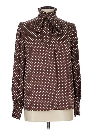 Pre-owned Maison D' Amelie Long Sleeve Blouse In Brown