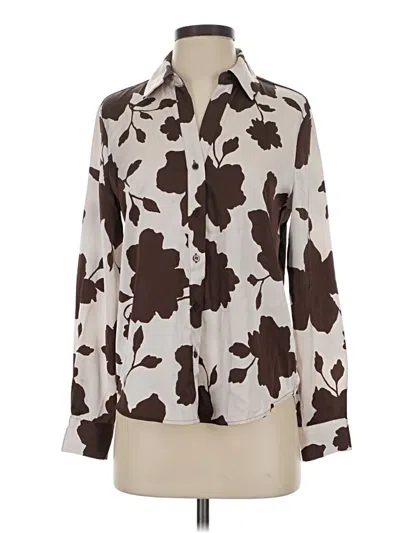 Pre-owned Maison D' Amelie Long Sleeve Blouse In Brown