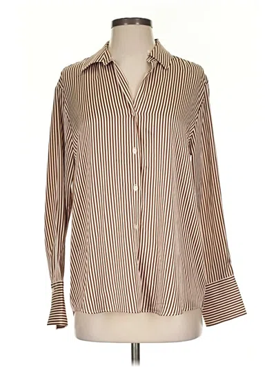 Pre-owned Maison D' Amelie Long Sleeve Blouse In Brown
