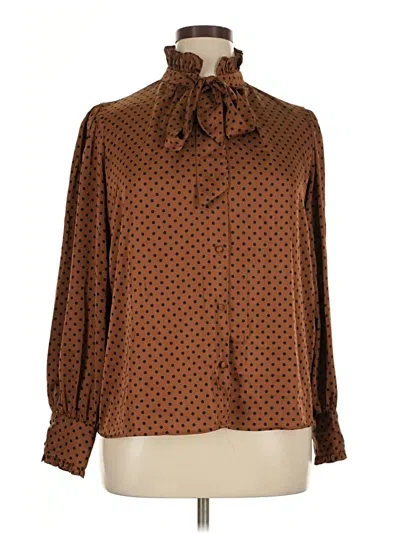 Pre-owned Maison D' Amelie Long Sleeve Blouse In Brown