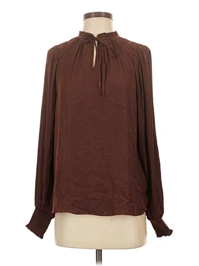 Pre-owned Maison D' Amelie Long Sleeve Blouse In Brown