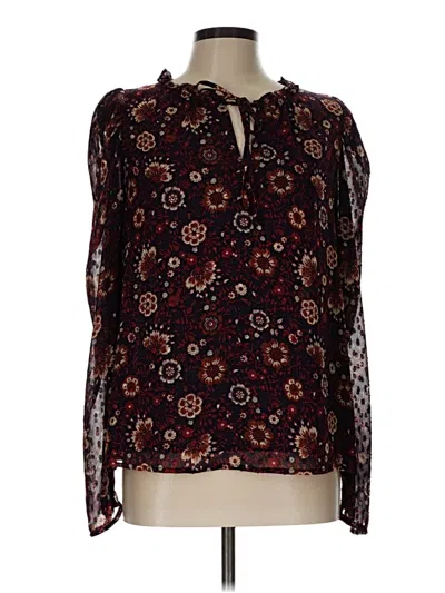 Pre-owned Maison D' Amelie Long Sleeve Blouse In Burgundy