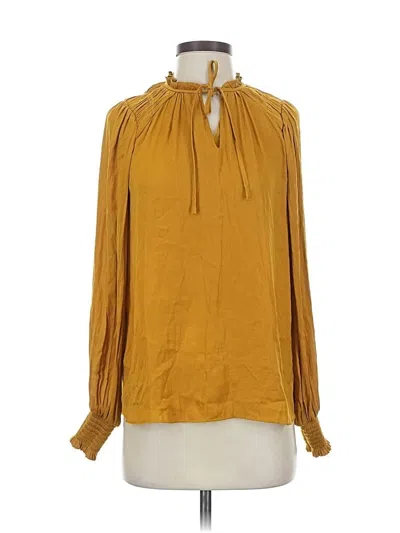 Pre-owned Maison D' Amelie Long Sleeve Blouse In Gold