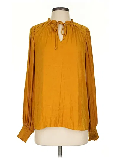 Pre-owned Maison D' Amelie Long Sleeve Blouse In Gold