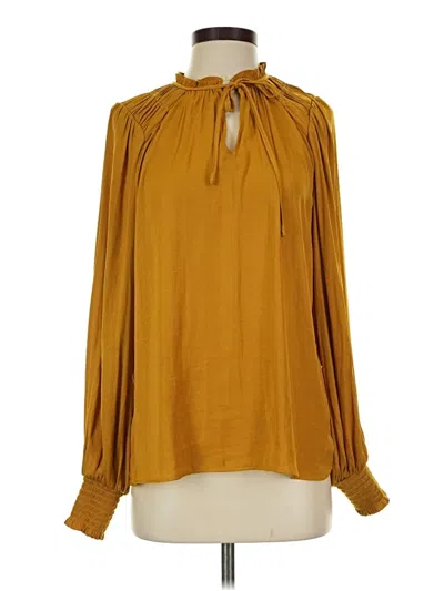 Pre-owned Maison D' Amelie Long Sleeve Blouse In Gold