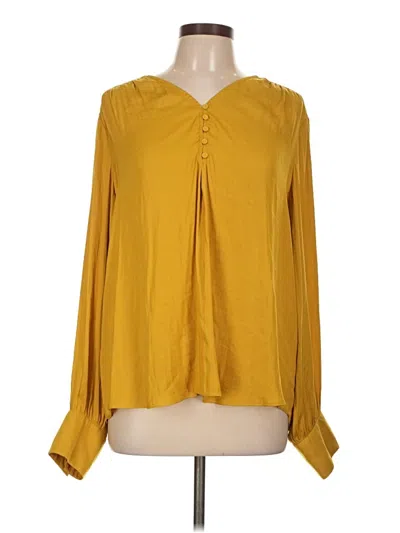 Pre-owned Maison D' Amelie Long Sleeve Blouse In Gold