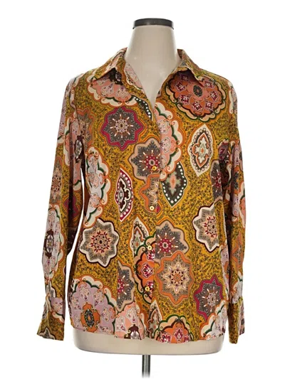 Pre-owned Maison D' Amelie Long Sleeve Blouse In Gold