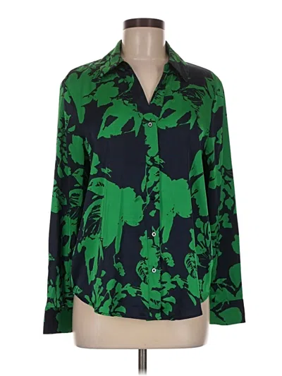 Pre-owned Maison D' Amelie Long Sleeve Blouse In Green