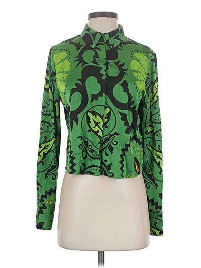 Pre-owned Maison D' Amelie Long Sleeve Blouse In Green
