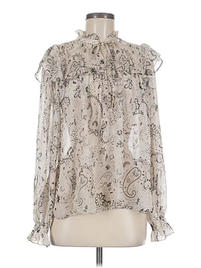 Pre-owned Maison D' Amelie Long Sleeve Blouse In Silver