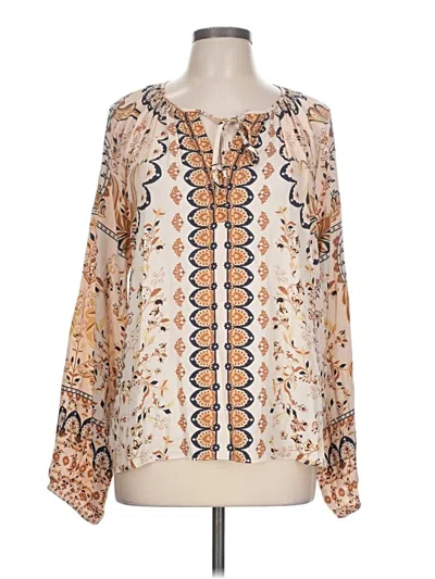 Pre-owned Maison D' Amelie Long Sleeve Blouse In Tan