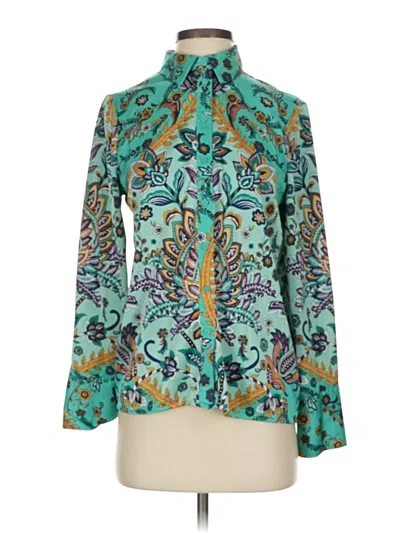 Pre-owned Maison D' Amelie Long Sleeve Blouse In Teal