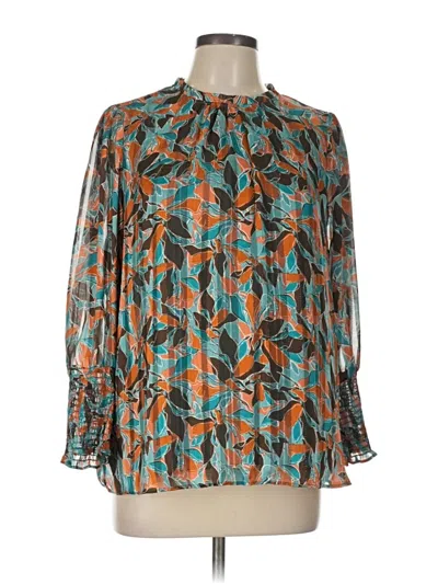 Pre-owned Maison D' Amelie Long Sleeve Blouse In Teal