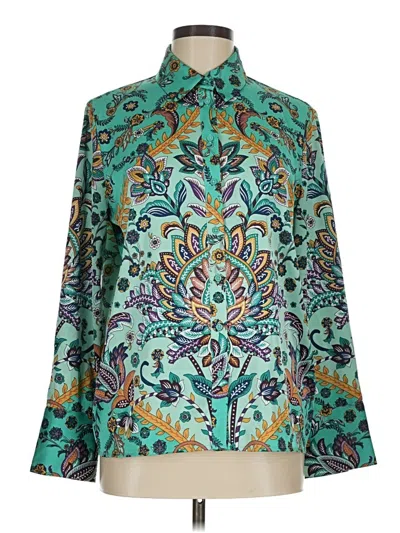 Pre-owned Maison D' Amelie Long Sleeve Blouse In Teal