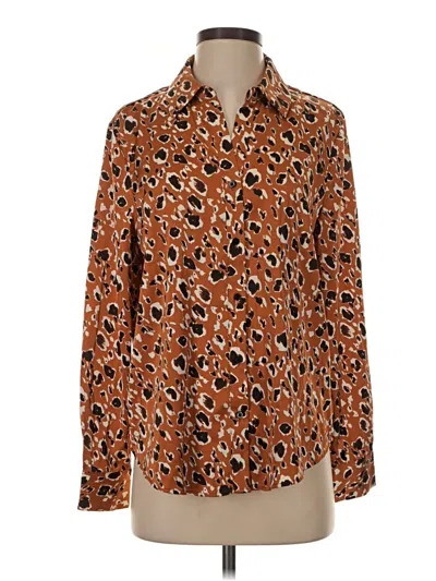 Pre-owned Maison D' Amelie Long Sleeve Button Down Shirt In Brown