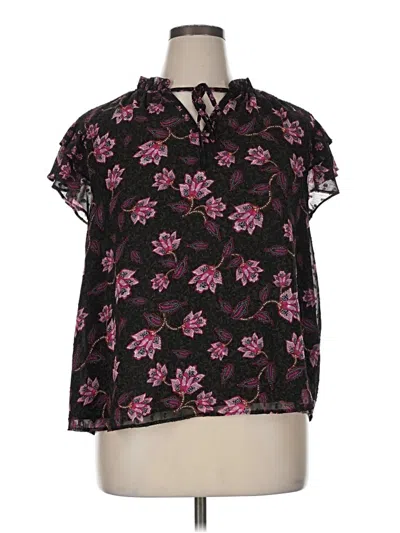 Pre-owned Maison D' Amelie Short Sleeve Blouse In Black