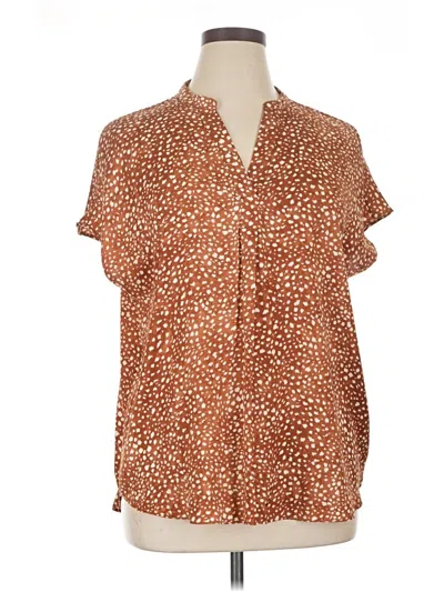 Pre-owned Maison D' Amelie Short Sleeve Blouse In Brown