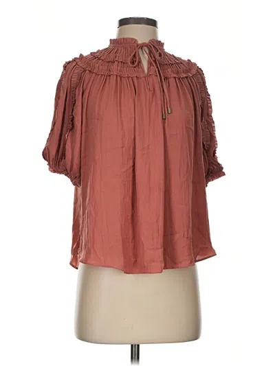 Pre-owned Maison D' Amelie Short Sleeve Blouse In Brown