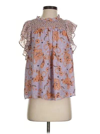 Pre-owned Maison D' Amelie Short Sleeve Blouse In Purple