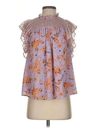 Pre-owned Maison D' Amelie Short Sleeve Blouse In Purple