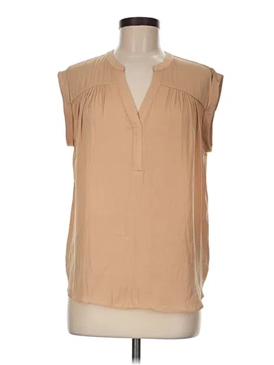 Pre-owned Maison D' Amelie Short Sleeve Blouse In Tan