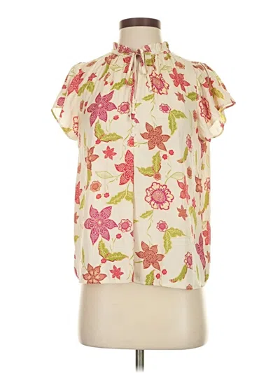 Pre-owned Maison D' Amelie Short Sleeve Blouse In White