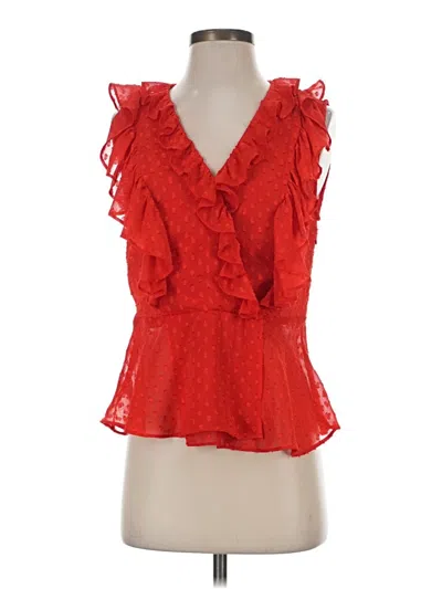 Pre-owned Maison D' Amelie Tank Top Red Ruffles Neckline Tops