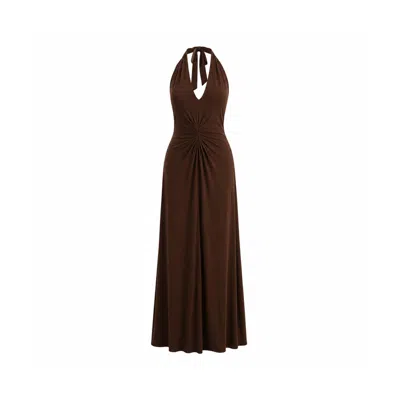 Maison De Gala Women's Brown Sienna Mocha Halter Dress