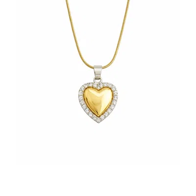 Maison De Gala Women's Gold Heart Crystal Halo Pendant Necklace