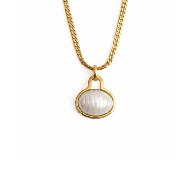Maison De Gala Women's Gold Mother-of-pearl Oval Pendant Necklace