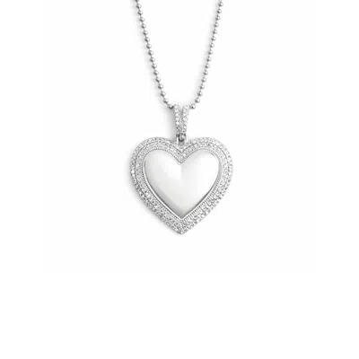 Maison De Gala Women's Silver Double Heart Crystal Pendant Necklace