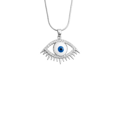 Maison De Gala Women's Silver Evil Eye Pendant Necklace