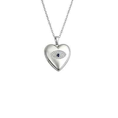 Maison De Gala Women's Silver  Heart Evil Eye  Pendant  Necklace