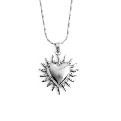 Maison De Gala Women's Silver Sun Heart Pendant Necklace