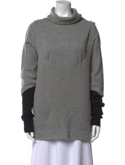 Pre-owned Maison De Papillon Cashmere Colorblock Pattern Sweater In Gray