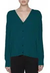 Maison De Papillon Evan Button Down Wool Cashmere Cardigan In Verde In Multi