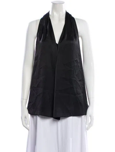 Pre-owned Maison De Papillon Halterneck Sleeveless Top In Gray