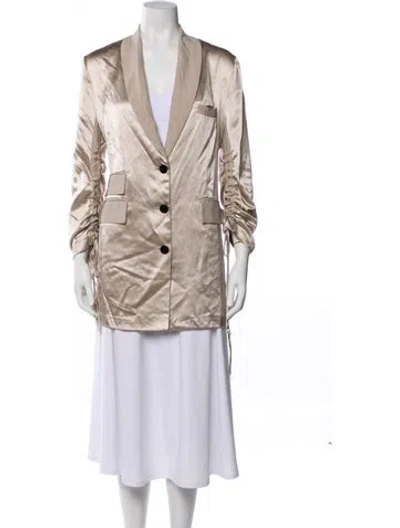 Pre-owned Maison De Papillon Silk Printed Jacket In Neutral
