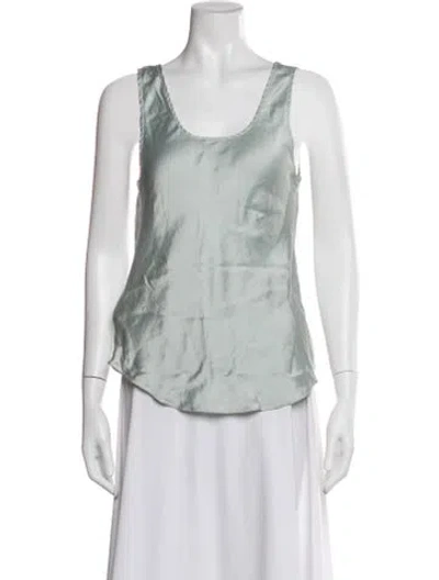Pre-owned Maison De Papillon Silk Scoop Neck Top In Blue