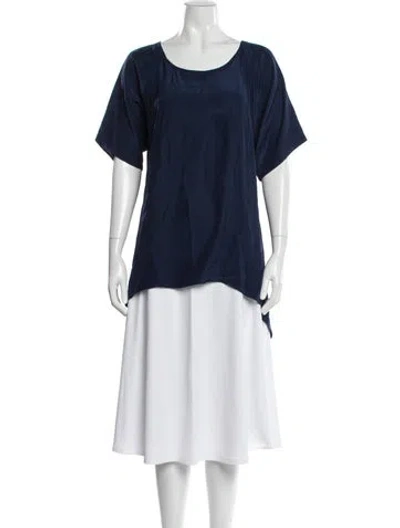 Pre-owned Maison De Papillon Silk Scoop Neck Top In Blue
