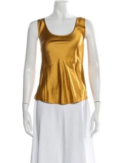 Pre-owned Maison De Papillon Silk Scoop Neck Top W/ Tags In Yellow